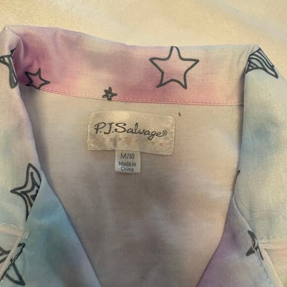 PJ Salvage Blue Purple Tie Dye Star Button Down Pajama Top Medium 10 Nordstrom - Picture 6 of 8